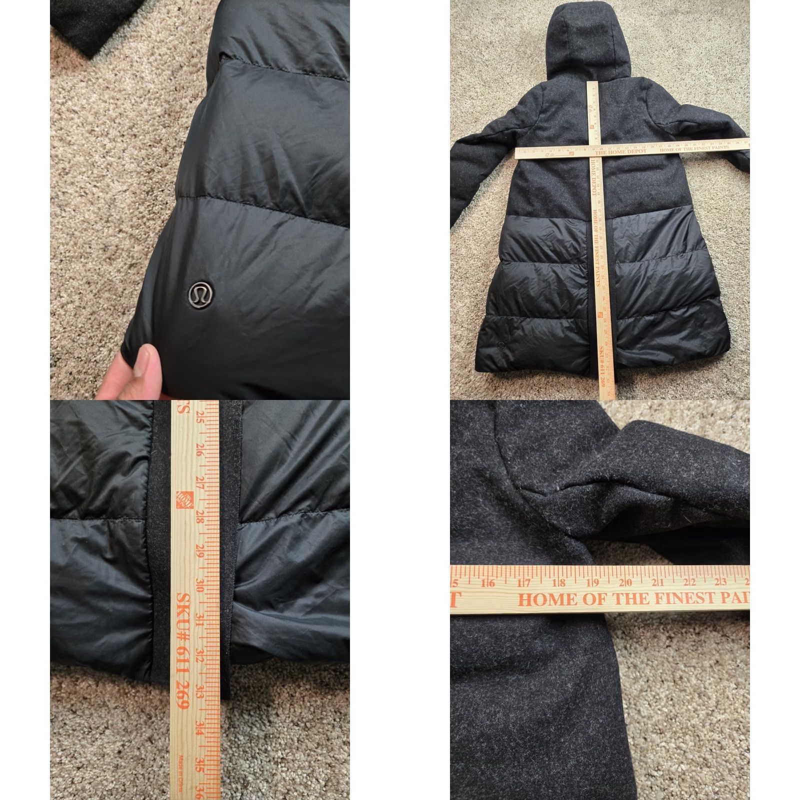 Lululemon VINTAGE? No — Lululemon Parka Womens 0 Black Down Hooded Snap Front Wool 600 Winter Coat Size XS / US 0-2 / IT 36-38 - 9 Thumbnail