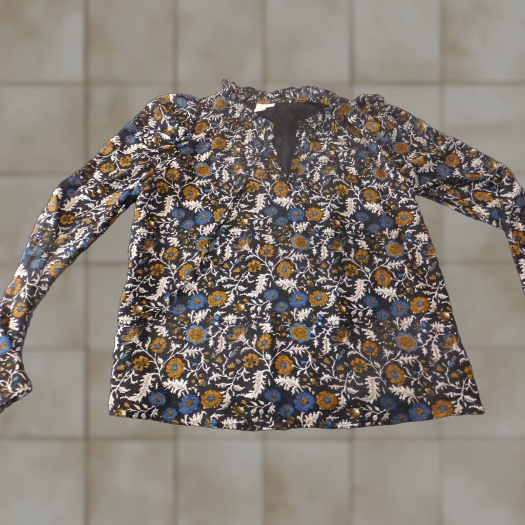 Joie JOIE Blouse Shirt Womens M Black Floral Long Sleeve V-Neck Polyester Rayon Stretch Casual Regular Button Pullover Modern Basic Size M / US 6-8 / IT 42-44 - 1 Thumbnail