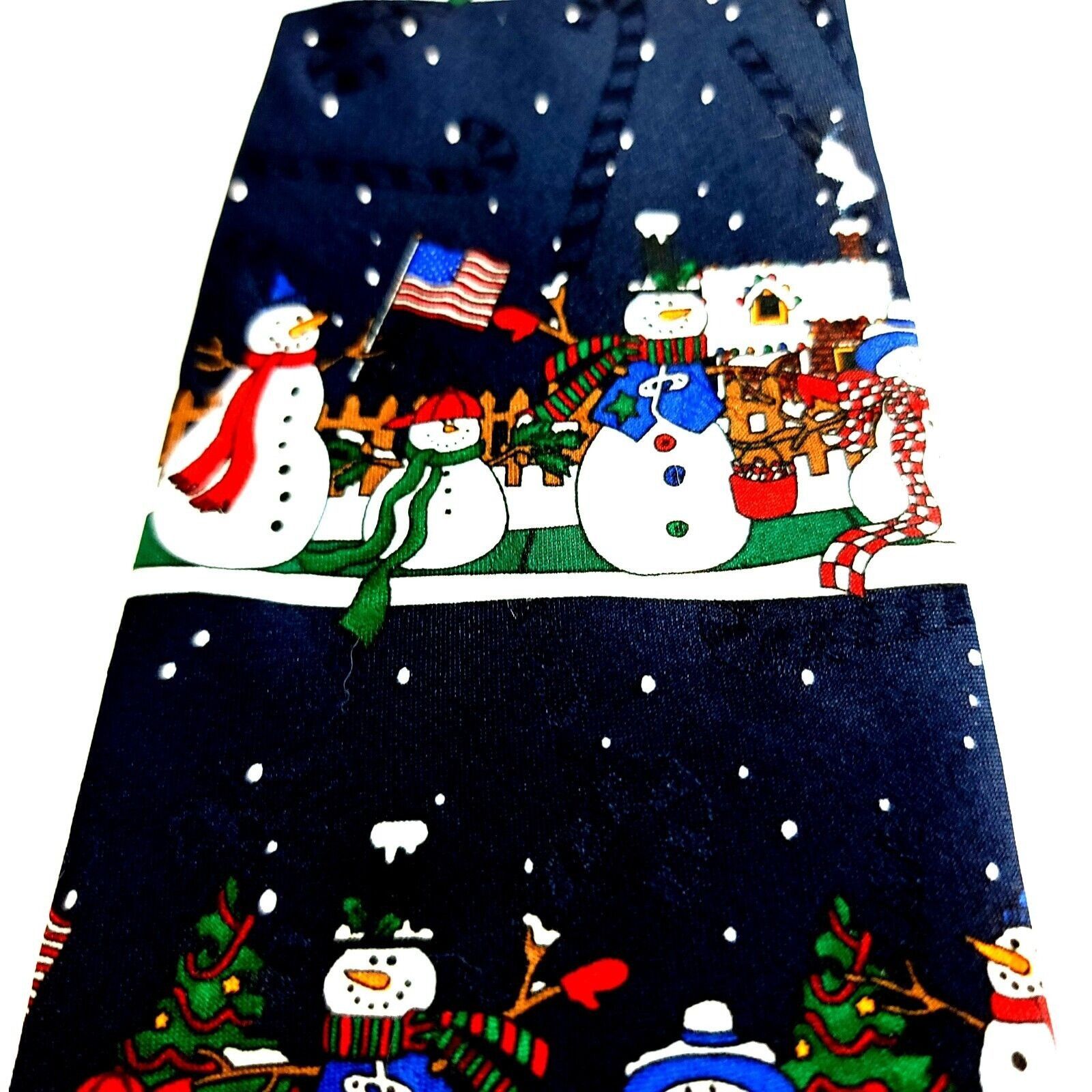 Designer Hallmark Yule Tie Greetings Christmas Snowman Blue Polyester Size ONE SIZE - 2 Thumbnail