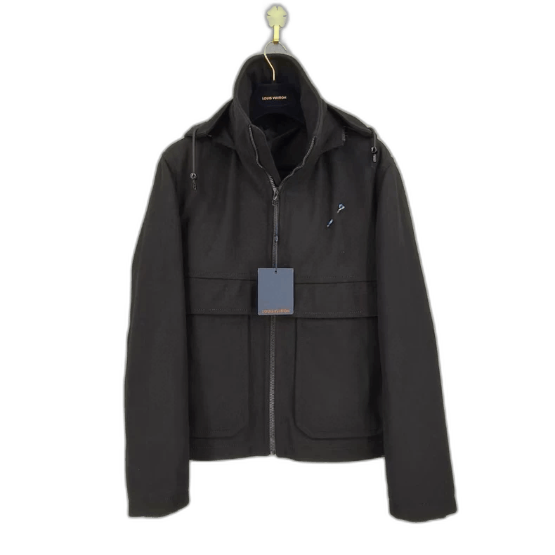 louis vuitton embossed logo black jacket-2507