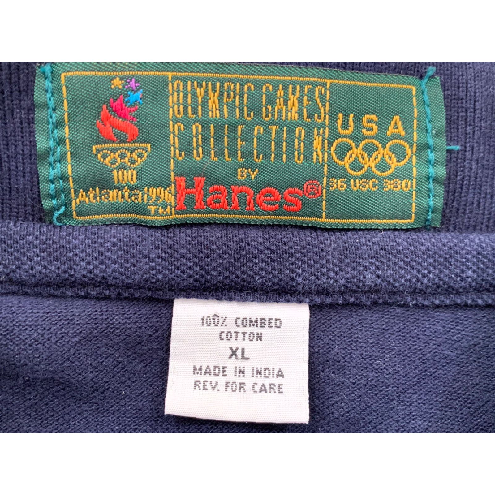 Hanes VINTAGE Hanes Atlanta 1996 Olympics Polo Shirt Men XL Navy Blue 90s Embroidered Olympic Logo Polo Shirt Mens XLarge 1990s Size US XL / EU 56 / 4 - 4 Thumbnail