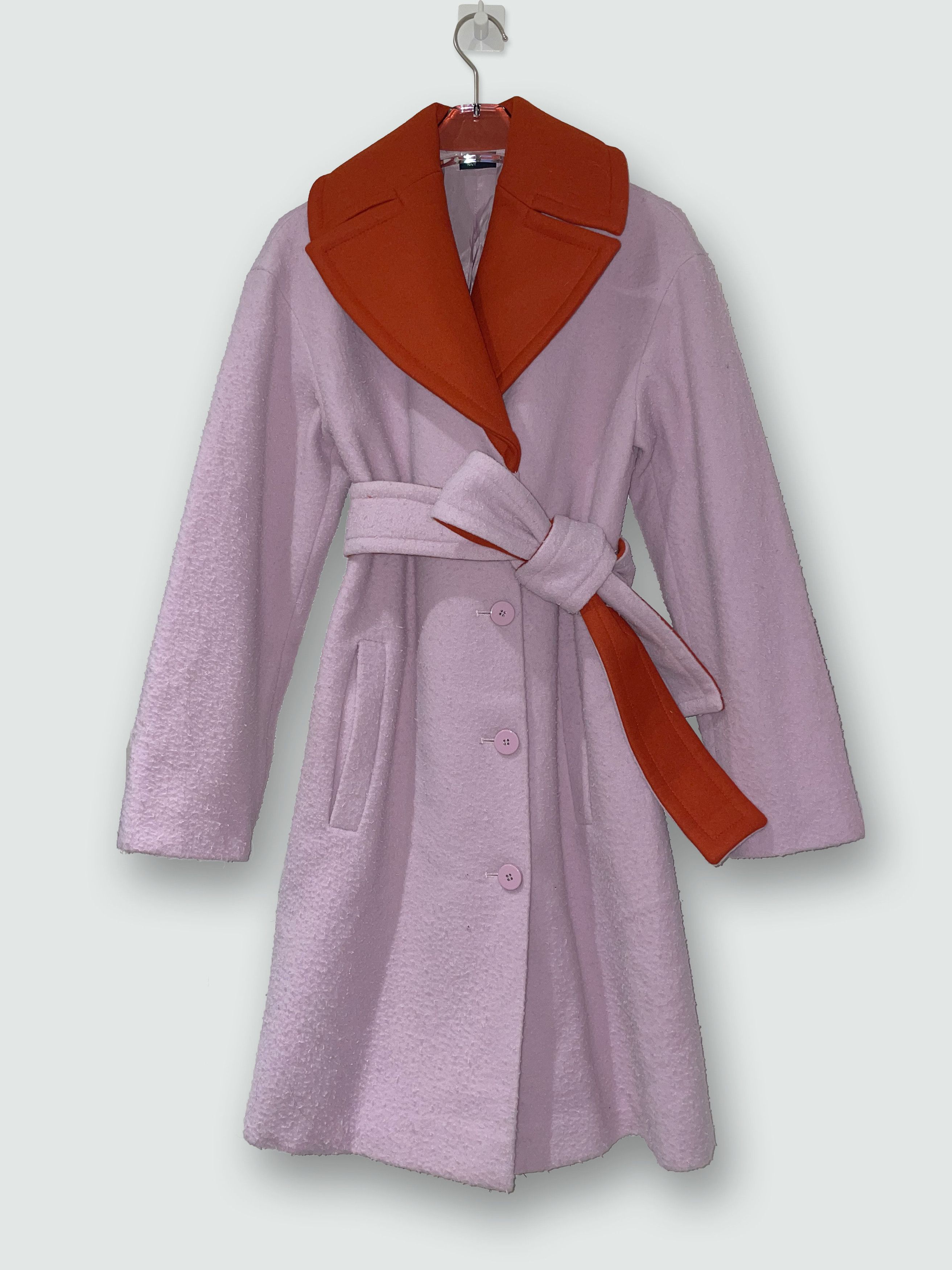 Jil Sander Jil Sander Navy | Pink 100% Virgin Wool Coat w/ Red Collar Size XS / US 0-2 / IT 36-38 - 1 Thumbnail