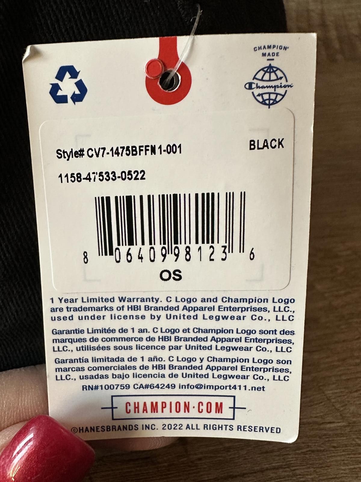 Champion Champion Adjustable Black Baseball Cap with Tri-Color Logo Size ONE SIZE - 4 Thumbnail
