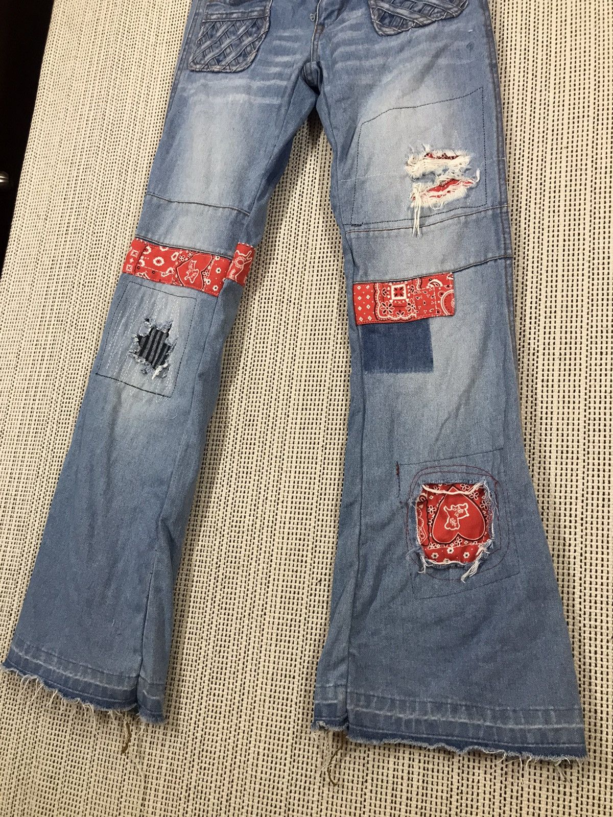 Japanese Brand ‼️JAPANASE BRAND BOOTCUT DENIM CUSTOM BANDANA PATCH‼️ Size US 29 - 1 Thumbnail
