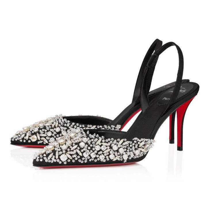 Christian Louboutin o1s1wg110225 Queenissima Sling 80MM in Black Size US 6 / IT 36 - 1 Thumbnail