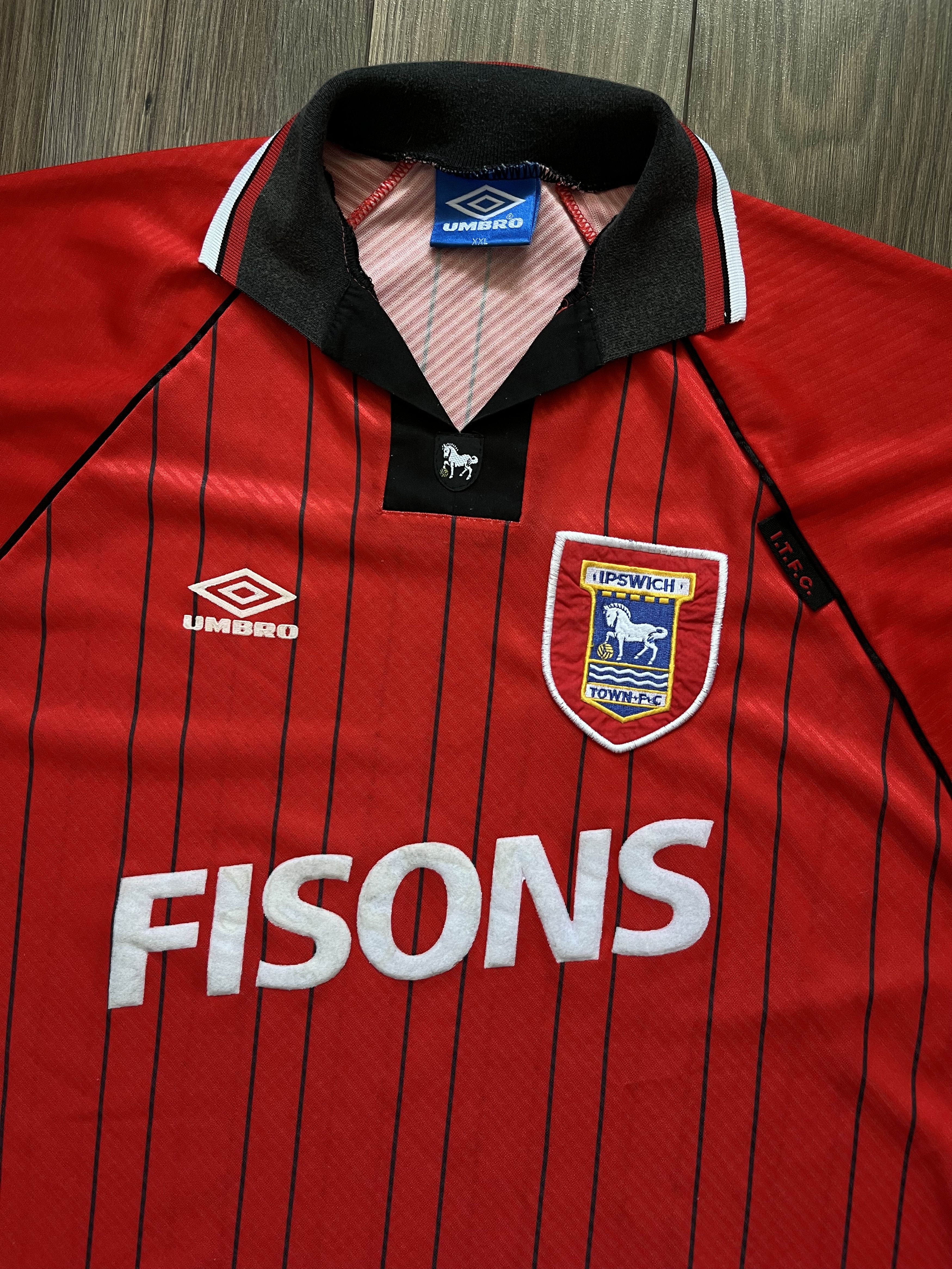 Umbro Ipswich Town Soccer Jersey Umbro Football Shirt RARE 1993/95 Size US XXL / EU 58 / 5 - 4 Thumbnail