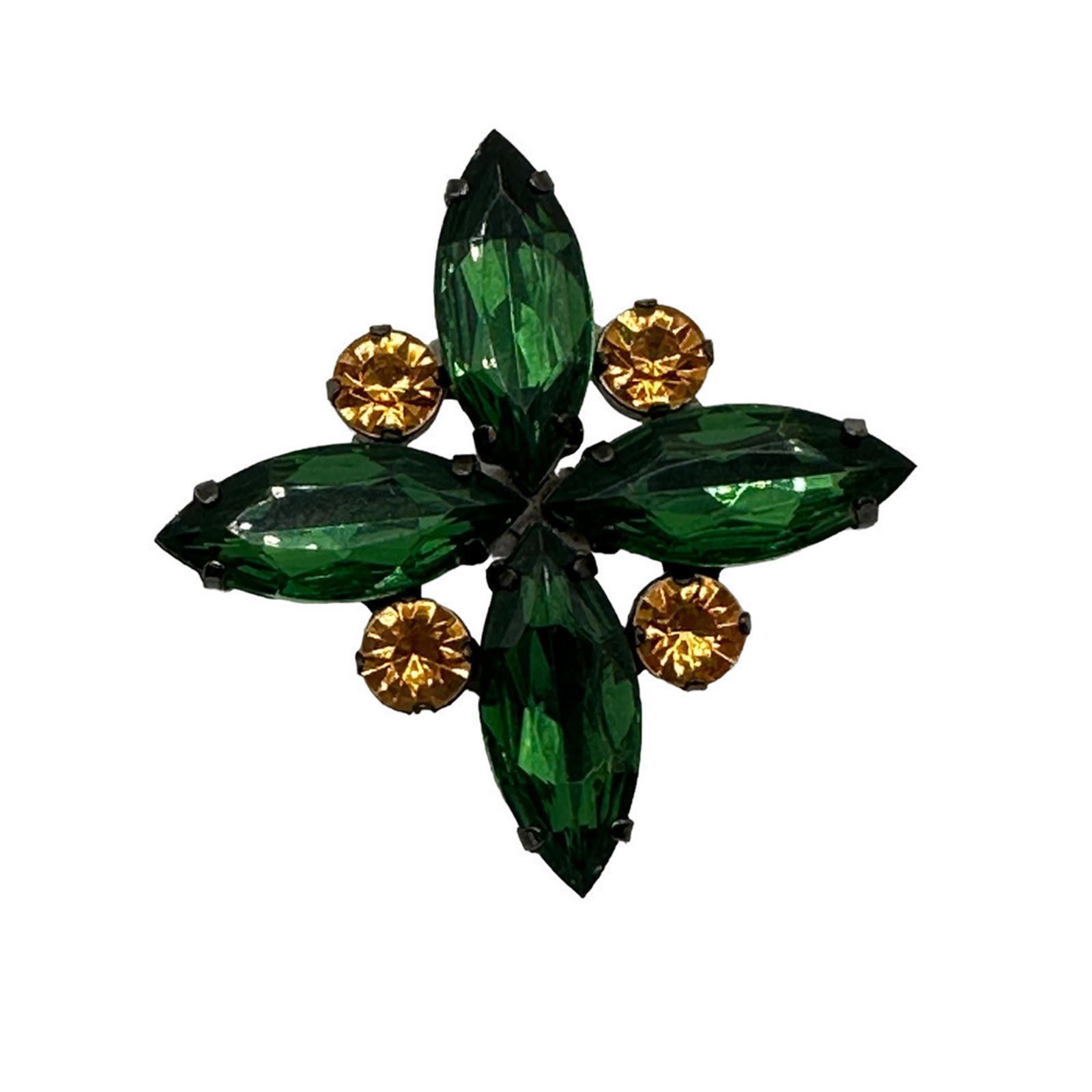 The Unbranded Brand VINTAGE Amber and Green Star Brooch Unsigned Size ONE SIZE - 3 Thumbnail