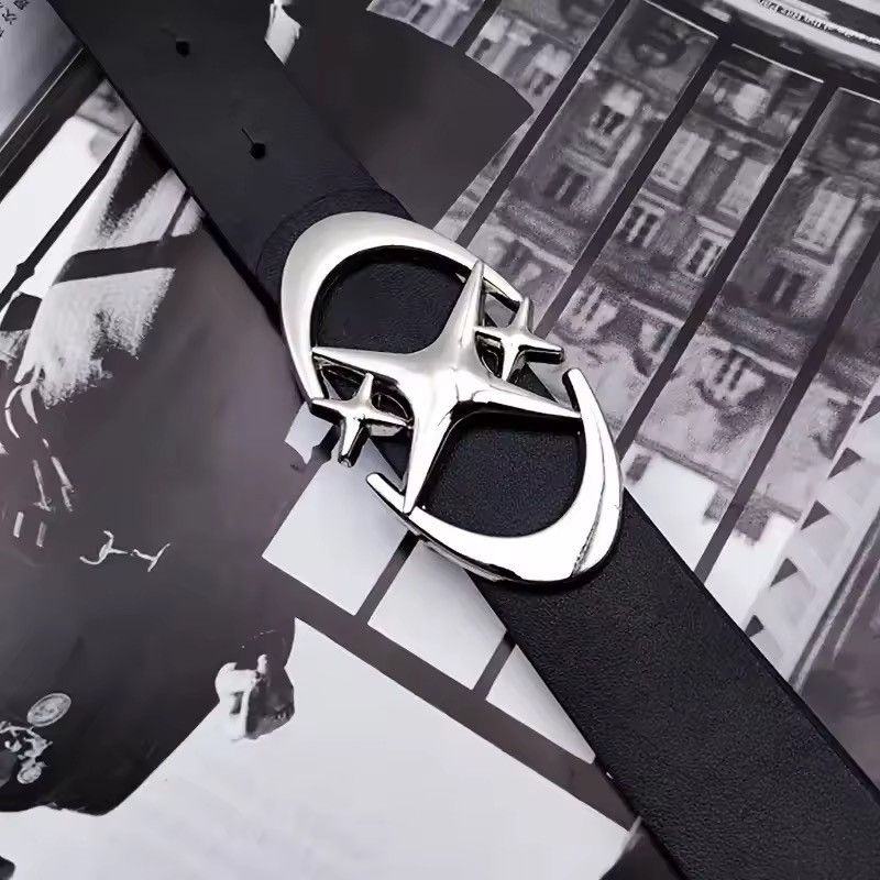 Japanese Brand Black Triple Star Pu Leather Belt Size 30 - 6 Thumbnail