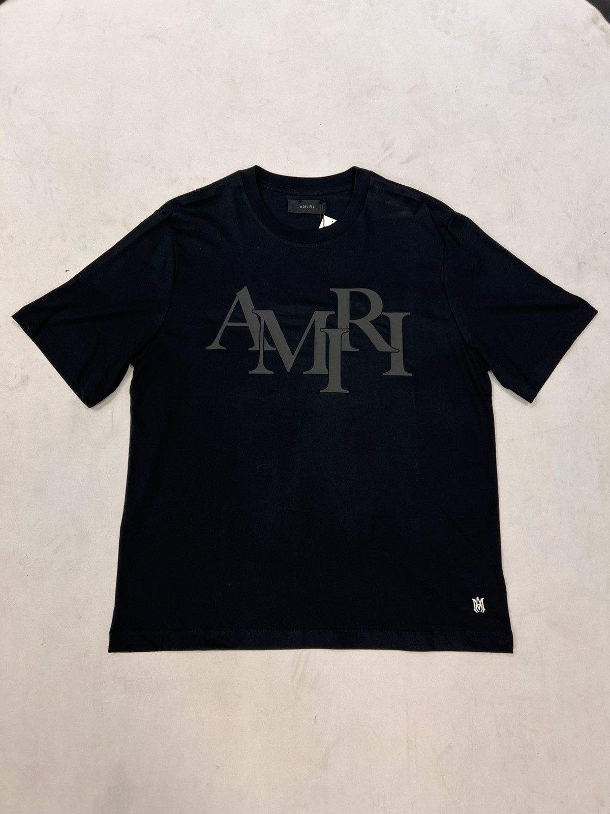 Amiri Amiri Staggered Logo Black/Black T-Shirt Size US XL / EU 56 / 4 - 1 Thumbnail