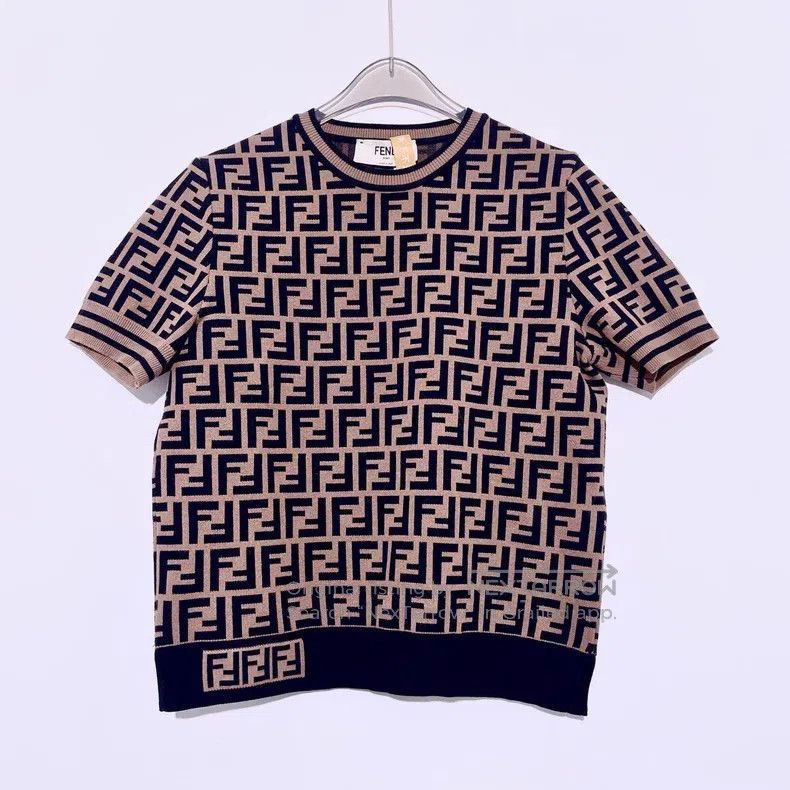 Fendi Fendi Double F Full Print Knit Short Sleeve Size XS / US 0-2 / IT 36-38 - 1 Thumbnail