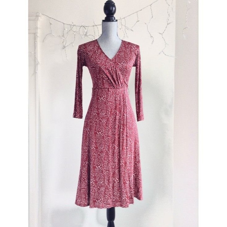Max Mara MaxMara Silk Knit Jersey Long Sleeve Burgundy Print Midi Dre Size XS / US 0-2 / IT 36-38 - 6 Thumbnail