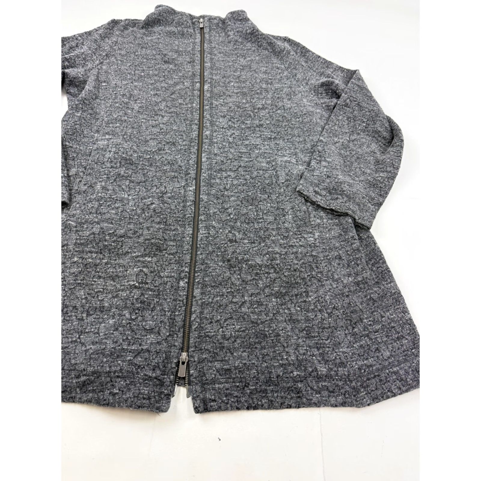 Eileen Fisher Eileen Fisher Jacket Womens L Gray Full Zip Collared 3/4 Sleeve Coatigan Knit Pockets Casual Workwear Size L / US 10 / IT 46 - 2 Thumbnail