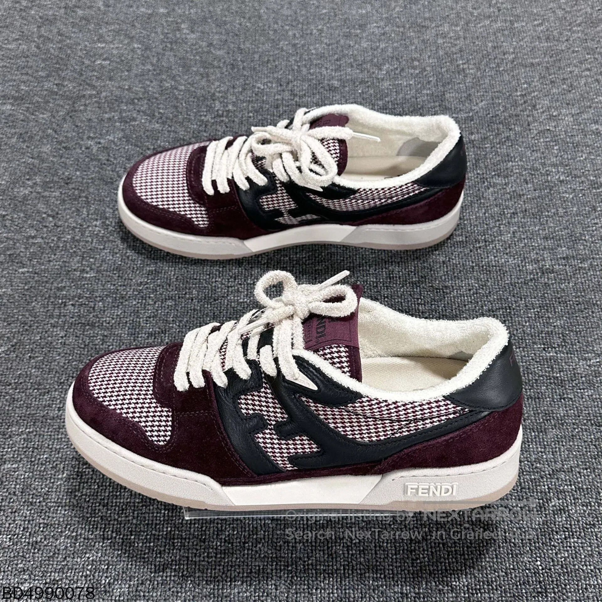 Fendi fendi houndstooth patterned sneakers in wine color. Size US 9 / EU 42 - 1 Thumbnail