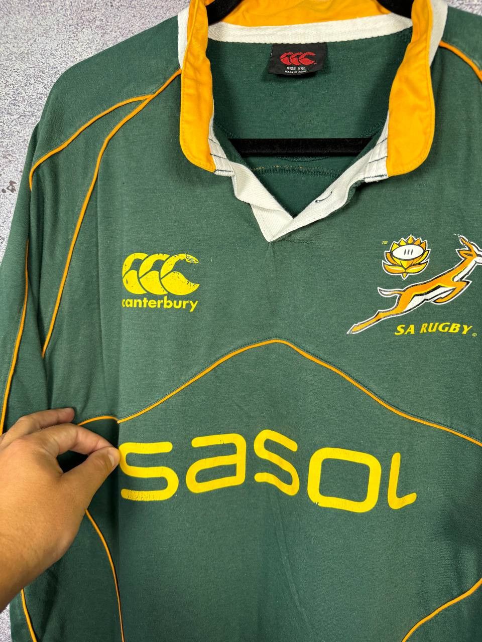 Canterbury of New Zealand South Africa Canterbury Home Rugby Jersey 2007 Union Sasol Size US XXL / EU 58 / 5 - 9 Thumbnail