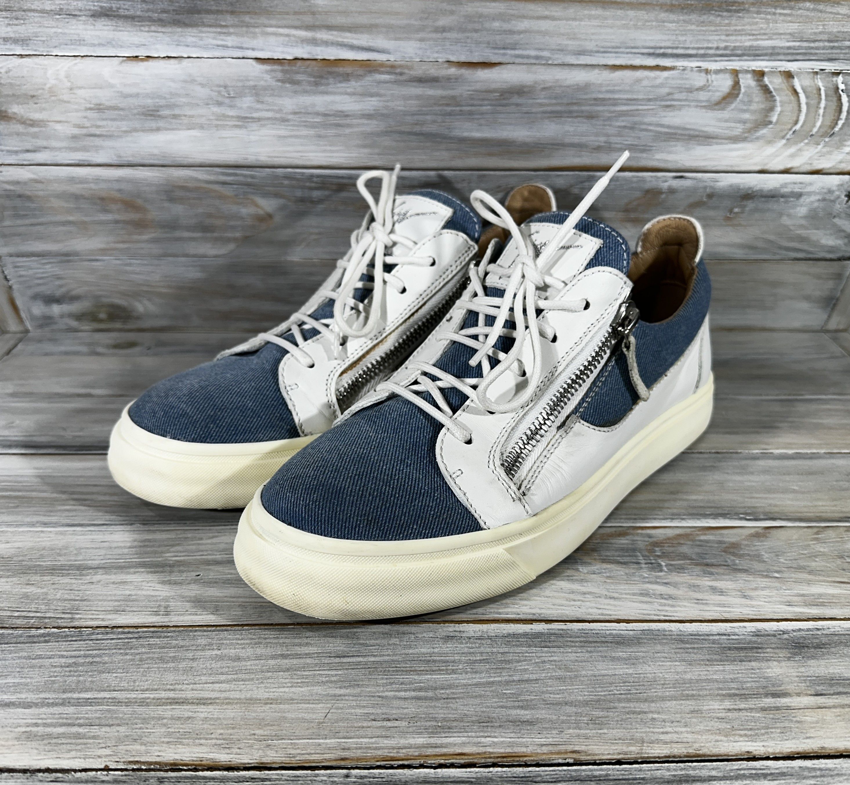 Giuseppe Zanotti Giuseppe Zanotti FRANKIE Denim Low-Top Sneakers MadeInItaly Size US 9 / EU 42 - 4 Thumbnail