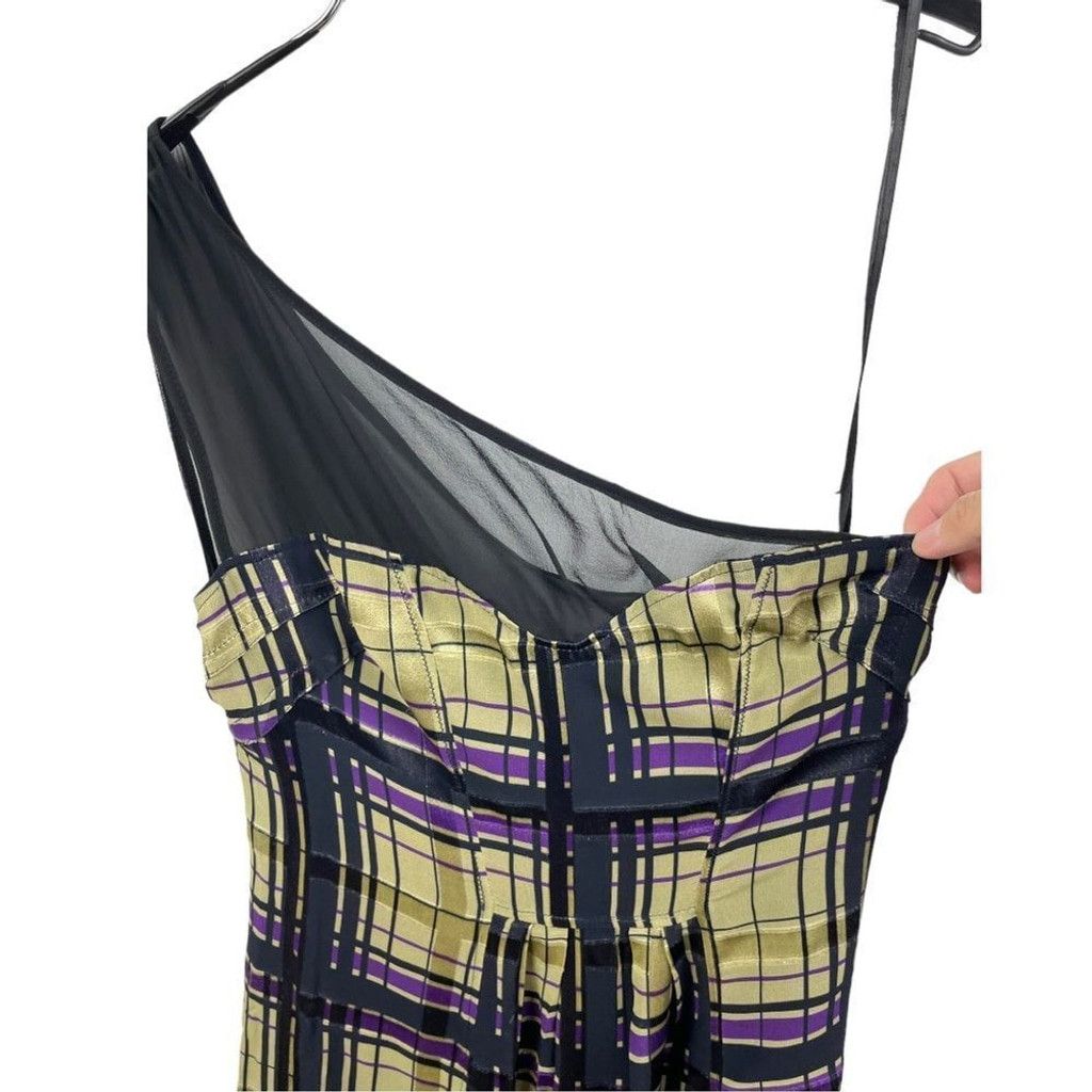 Costume National CNC Costume National Silk Tartan One Shoulder Dress 26/40 Size M / US 6-8 / IT 42-44 - 6 Thumbnail