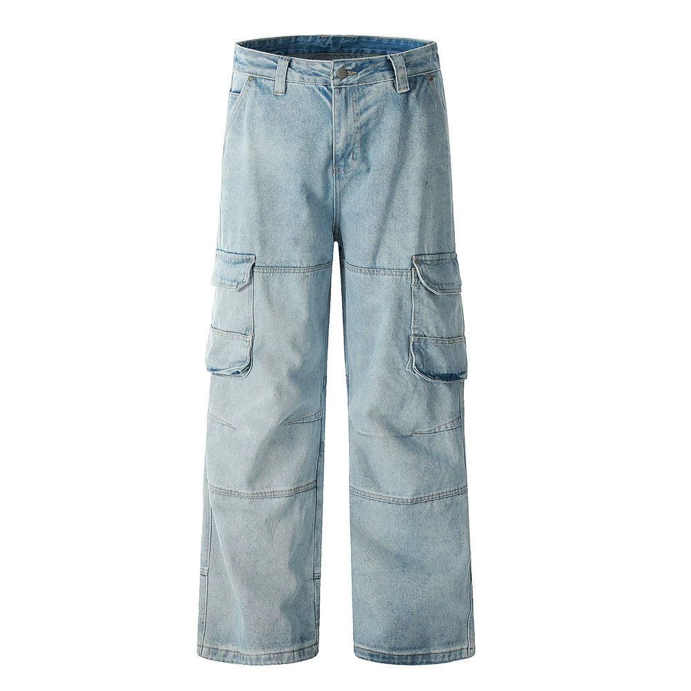 Vintage Punk washed men's distressed straight-leg work jeans Size US 32 / EU 48 - 1 Thumbnail
