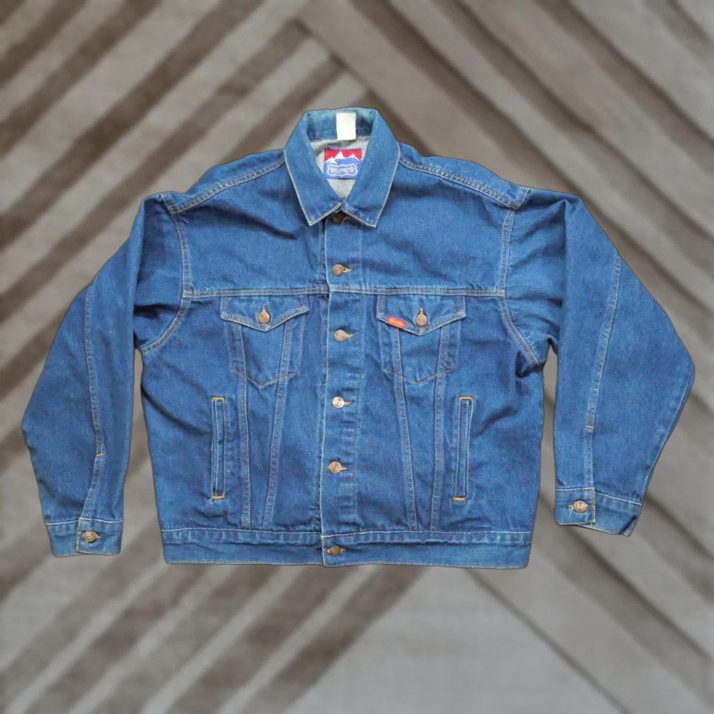 Vintage VINTAGE Big Smith Jacket Mens L Blue Denim Trucker Shirt Size US 33 - 1 Thumbnail