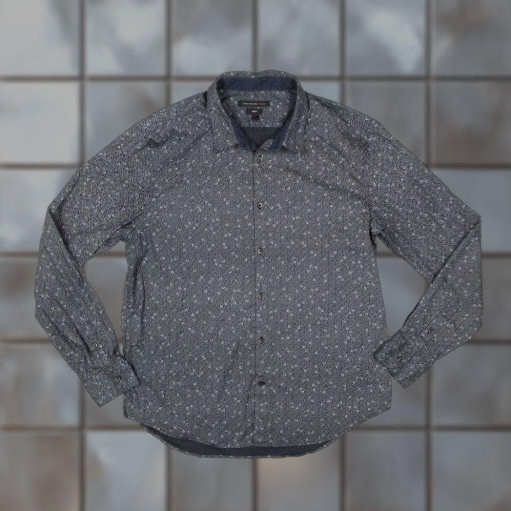 John Varvatos John Varvatos Star USA Shirt Mens Large Gray LUXE Button Up Lightweight Retro Long Sleeve Geometric Cotton Blend Size US L / EU 52-54 / 3 - 1 Thumbnail
