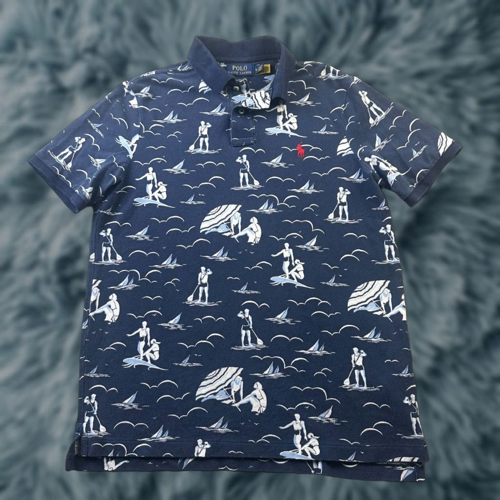 Polo Ralph Lauren Polo Ralph Lauren Shirt Mens Medium Blue Hawaiian All Over Print Pony Sailing Size US M / EU 48-50 / 2 - 1 Thumbnail
