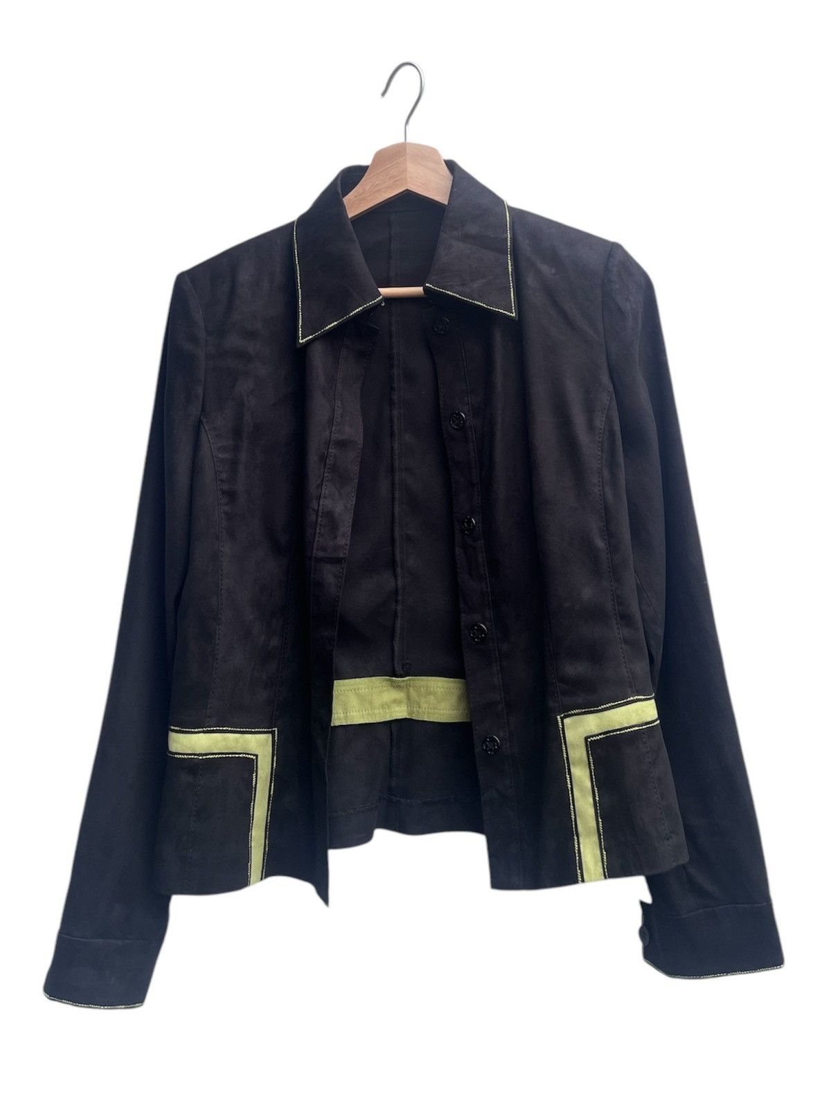 Trussardi Archive Trussardi Yellow Trim Light Polyester Suede Jacket Size S / US 4 / IT 40 - 3 Thumbnail