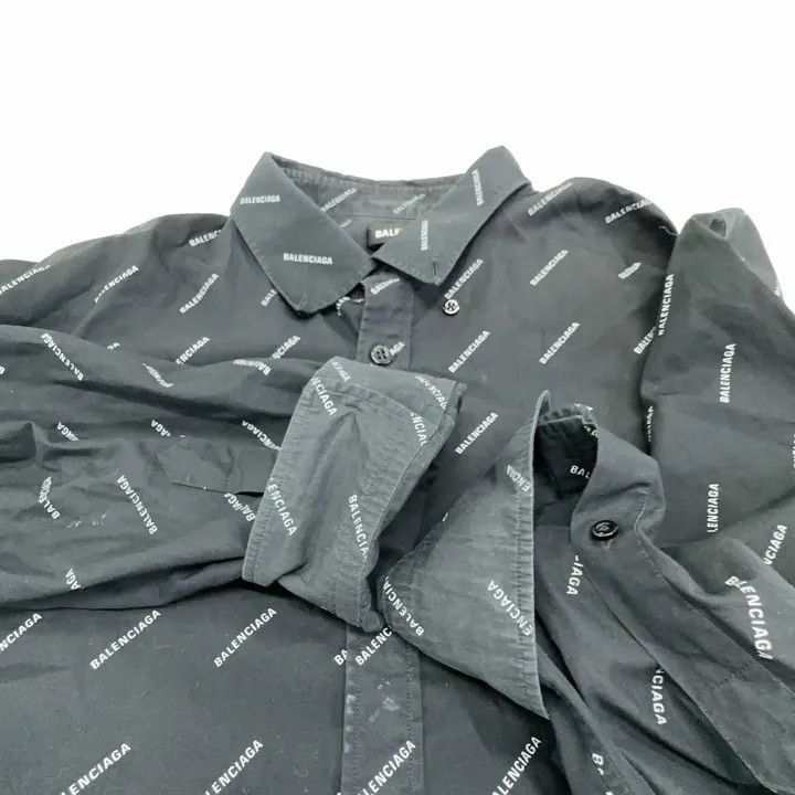 Balenciaga Balenciaga Balenciaga Black Logo Long Sleeve Shirt -2507 Size US M / EU 48-50 / 2 - 9 Thumbnail