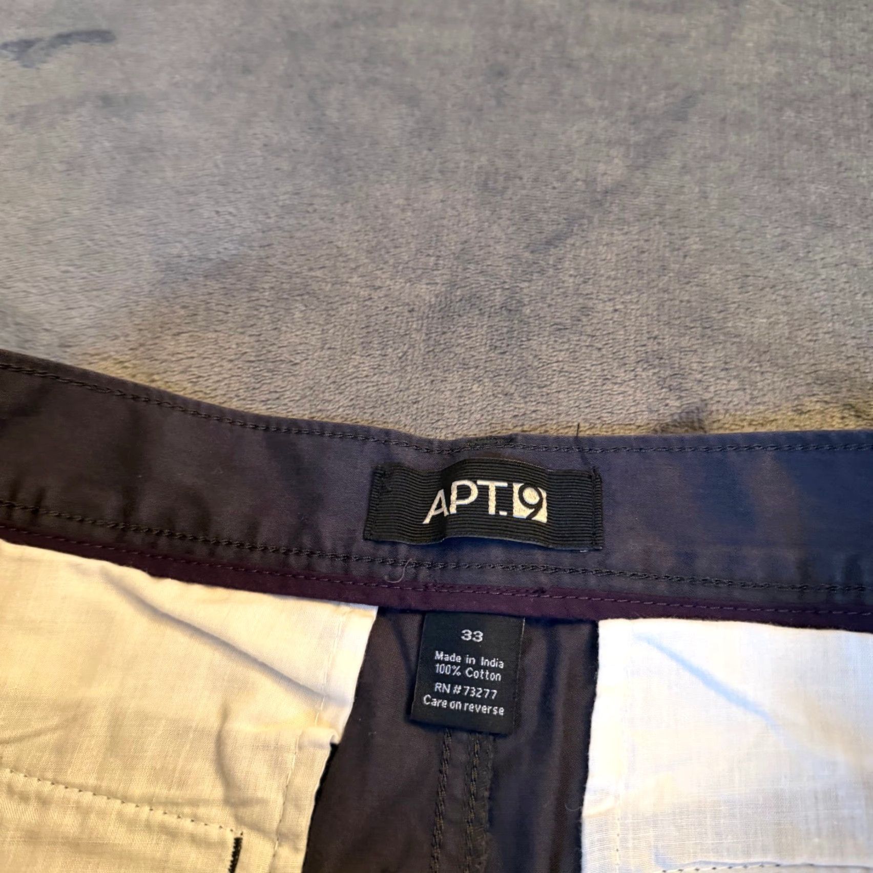 Vintage APT 9 Chino Shorts Mens 33 Gray Flat Front Casual Everyday Wear Adult Regular Cotton Shorts with Pockets Size US 33 - 2 Thumbnail
