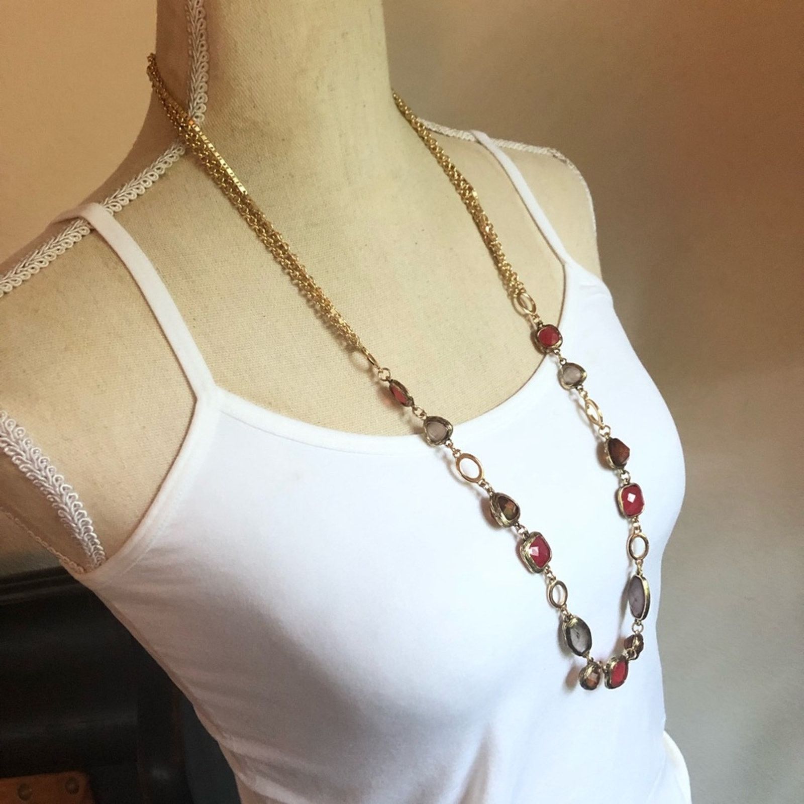 Vintage Vintage 90s gold chain faceted stone long necklace Size ONE SIZE - 2 Thumbnail