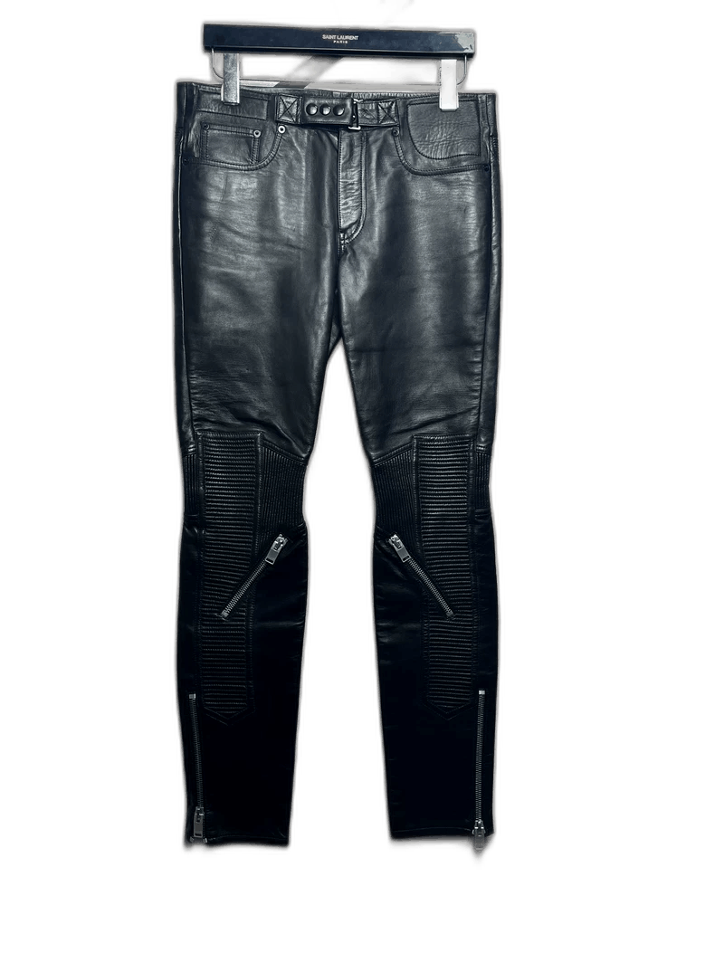 Jeans Black Wax Wax Coated Denim Red Saint Laurent Leather Moto