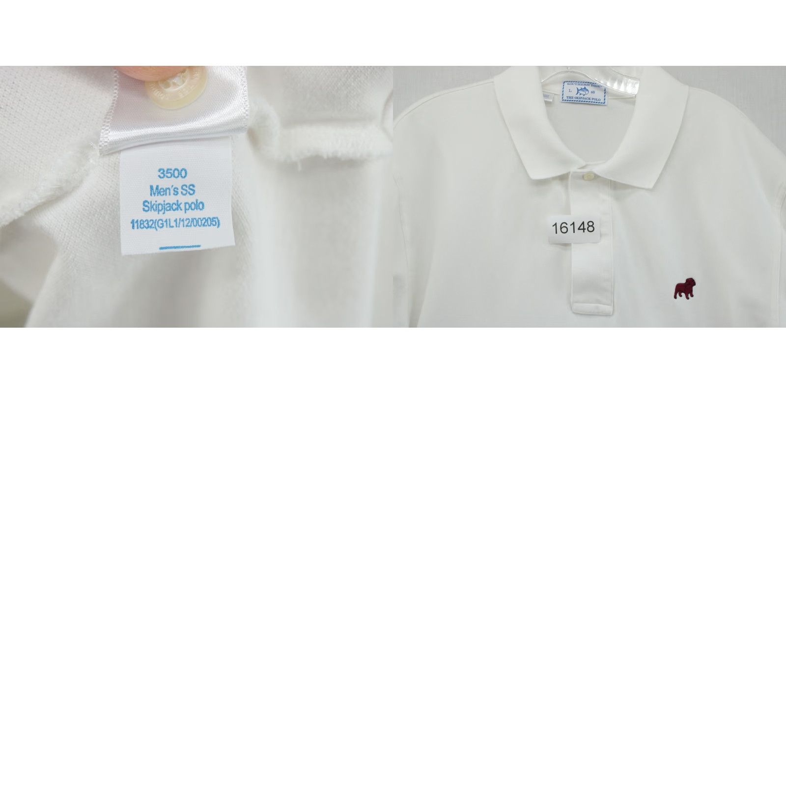 Southern Tide Southern Tide Polo Shirt Men's Large White Skipjack Bulldog Embroidered Preppy Size US L / EU 52-54 / 3 - 8 Thumbnail