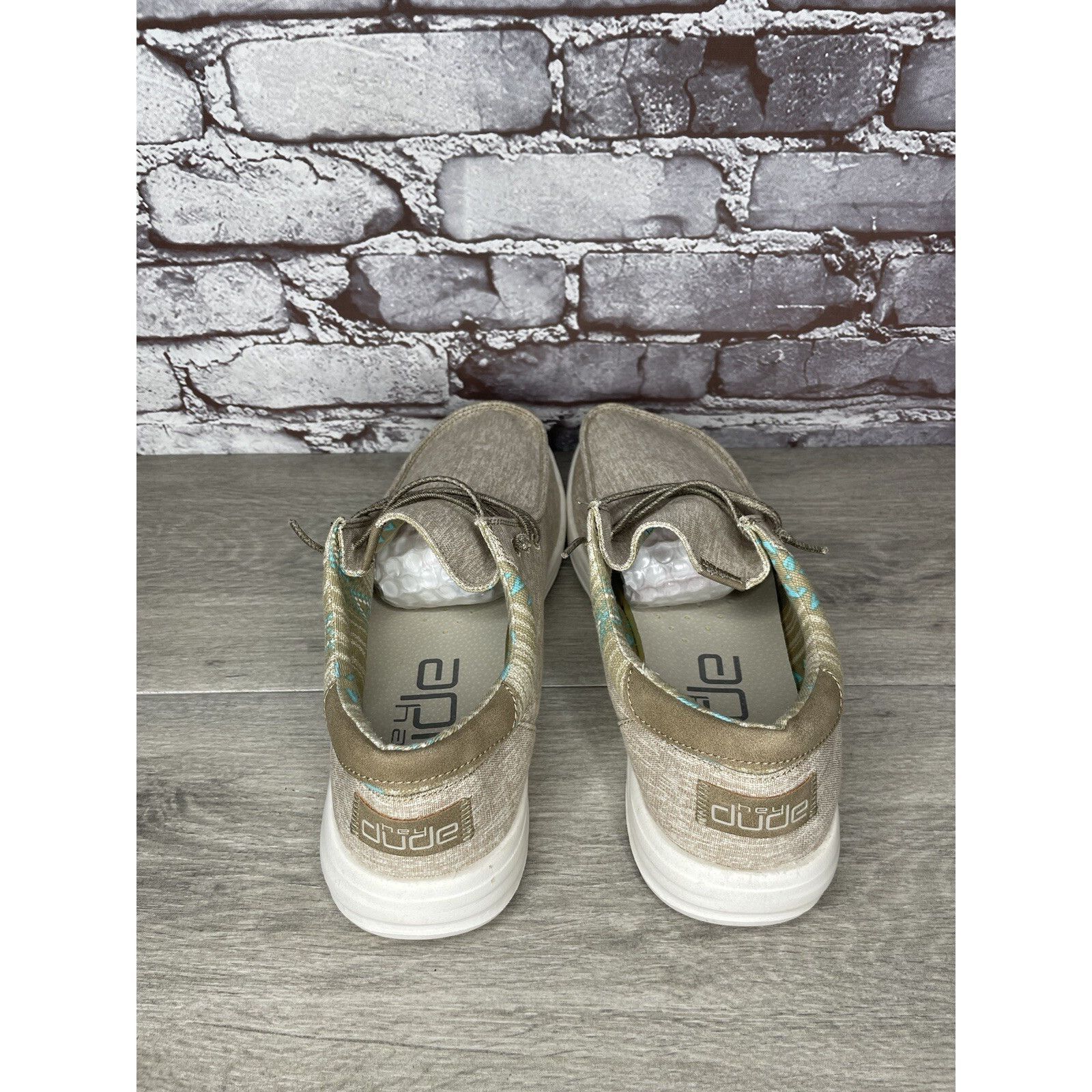 Other Hey Dude Paul Chambray Beige Canvas Fabric Lace Up Shoes Men Size US 12 / EU 45 - 5 Thumbnail