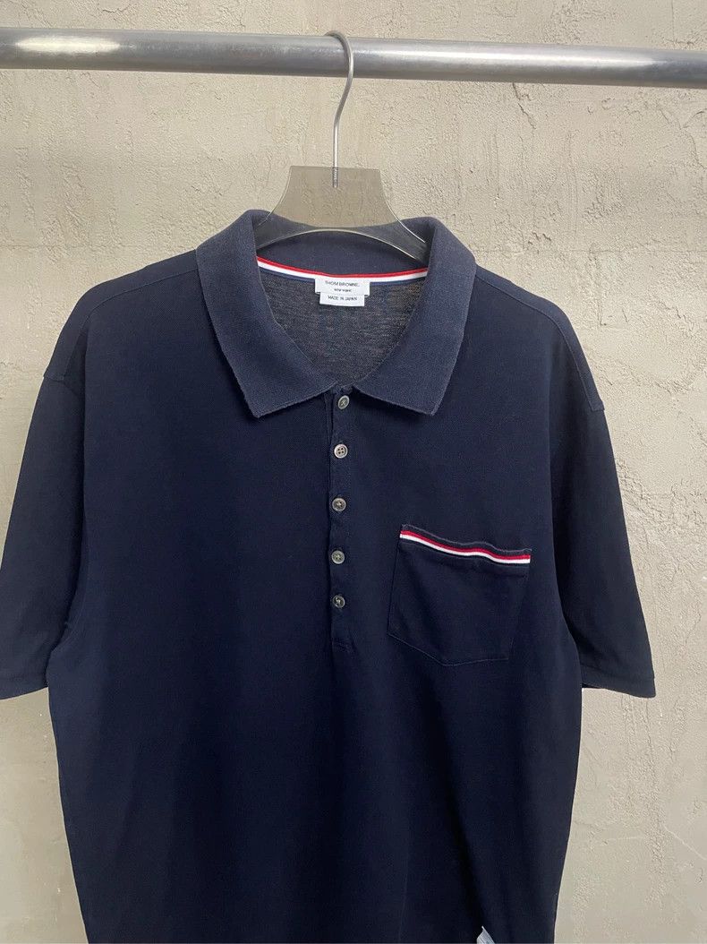 Thom Browne Thom Browne Dark blue pocket stripe Polo collar short-sleev Size US XL / EU 56 / 4 - 3 Thumbnail