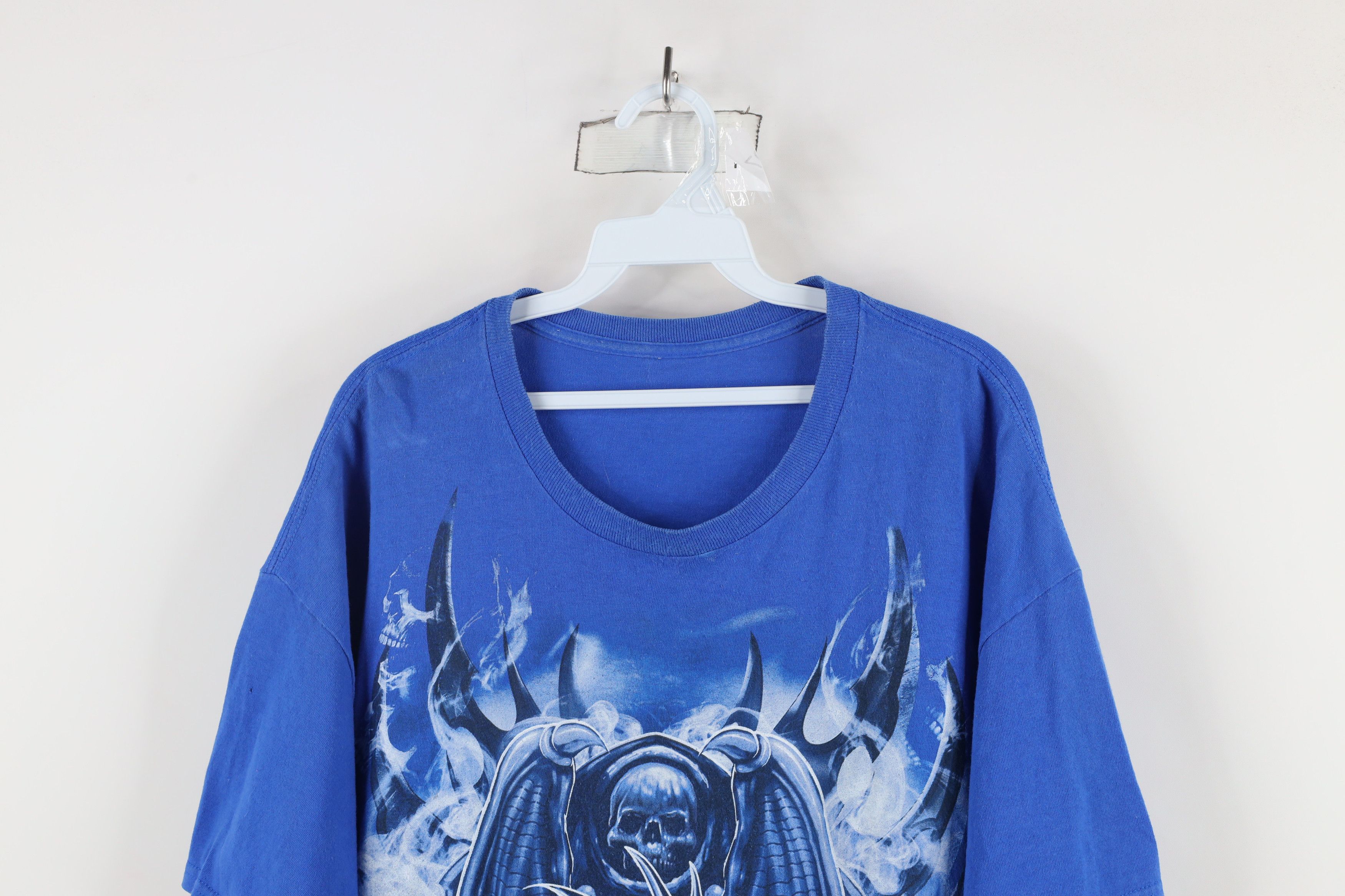 Vintage Vintage Y2K Streetwear Dragon Skull Tribal T-Shirt Blue Size US XL / EU 56 / 4 - 2 Thumbnail