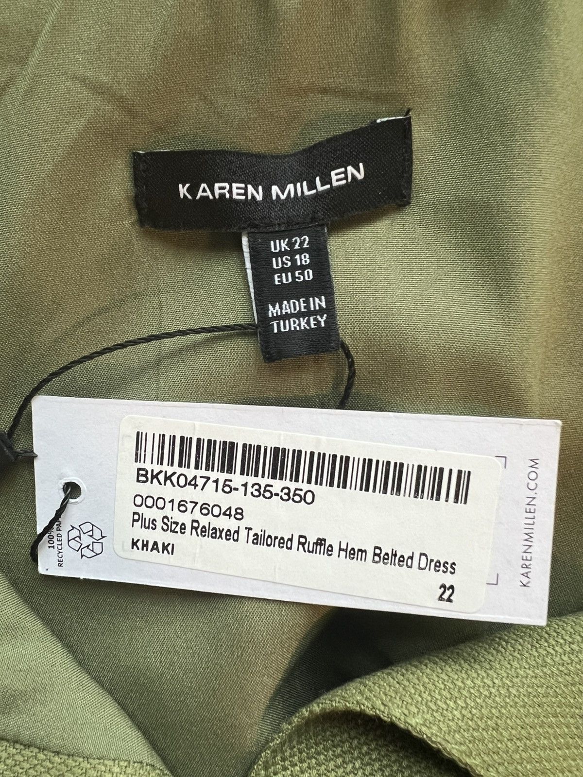 Karen Millen NWT Karen Millen Plus Size Dress Khaki Green 18 Size XXL / US 16-18 / IT 52-54 - 4 Thumbnail