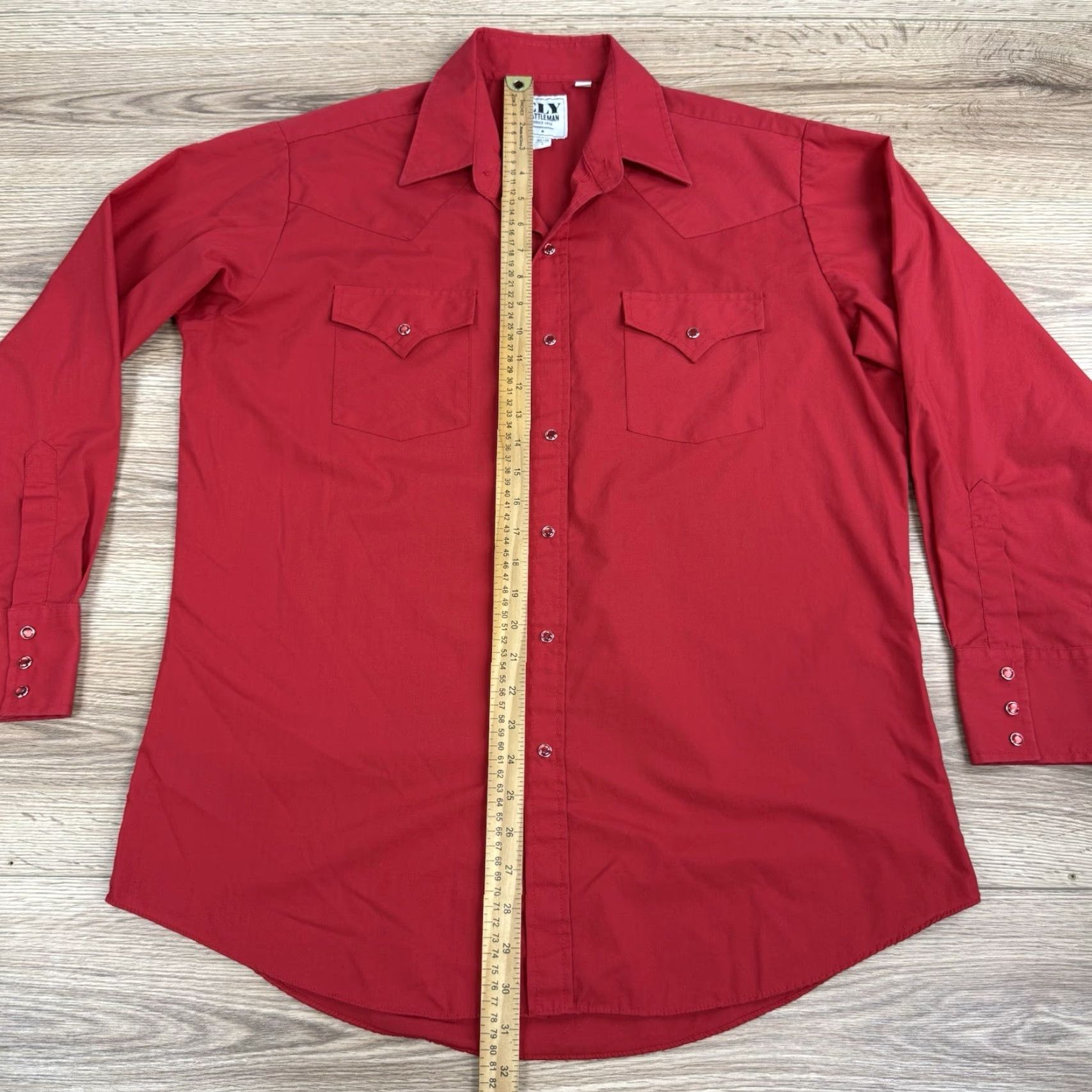 Vintage VINTAGE Ely Cattleman Red Long Sleeve Western Pearl Snap Shirt Mens Large 16 1/2 X 34 Size US L / EU 52-54 / 3 - 4 Thumbnail