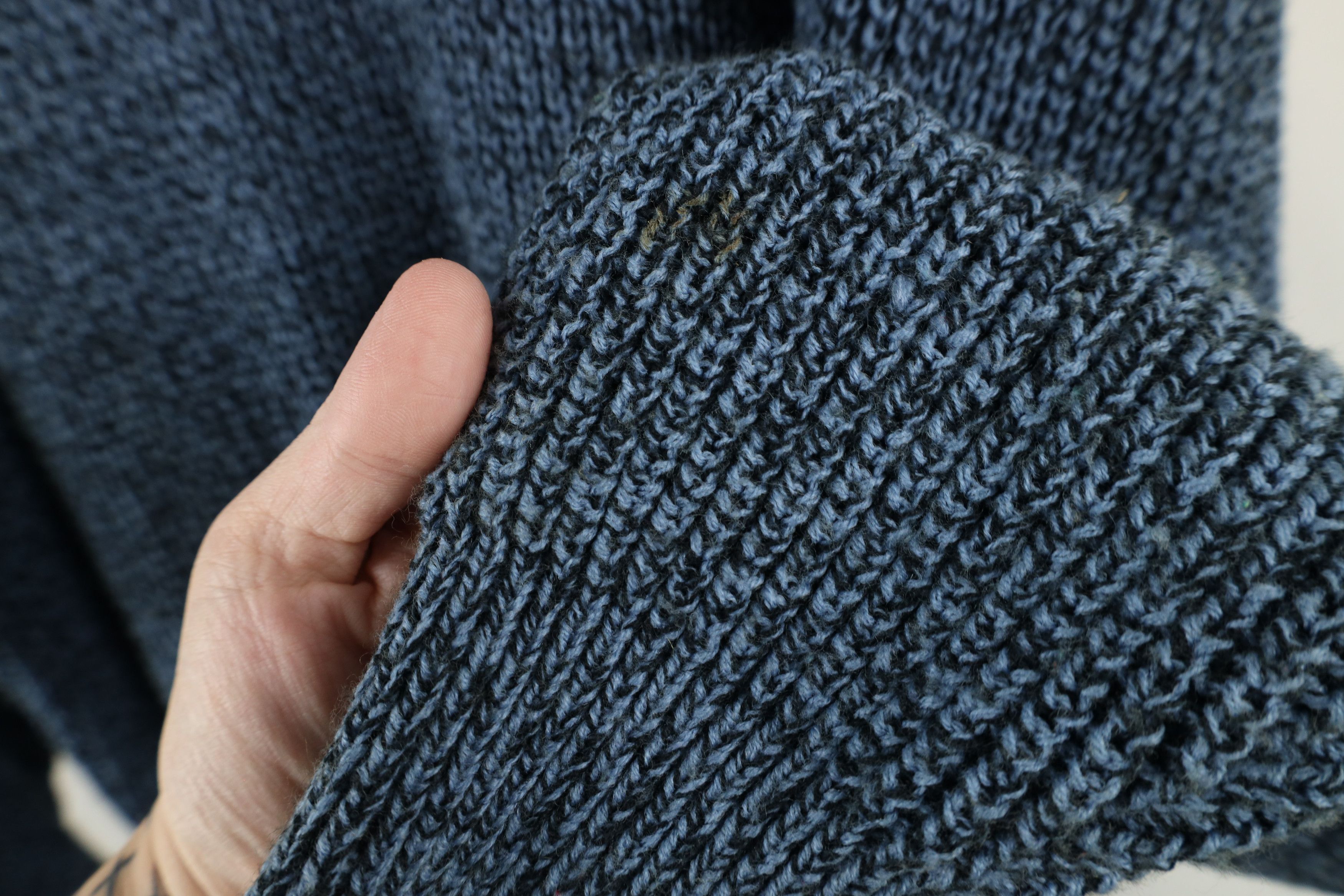 Vintage Vintage 90s Streetwear Blank Chunky Ribbed Knit Sweater Blue Size US XL / EU 56 / 4 - 9 Thumbnail
