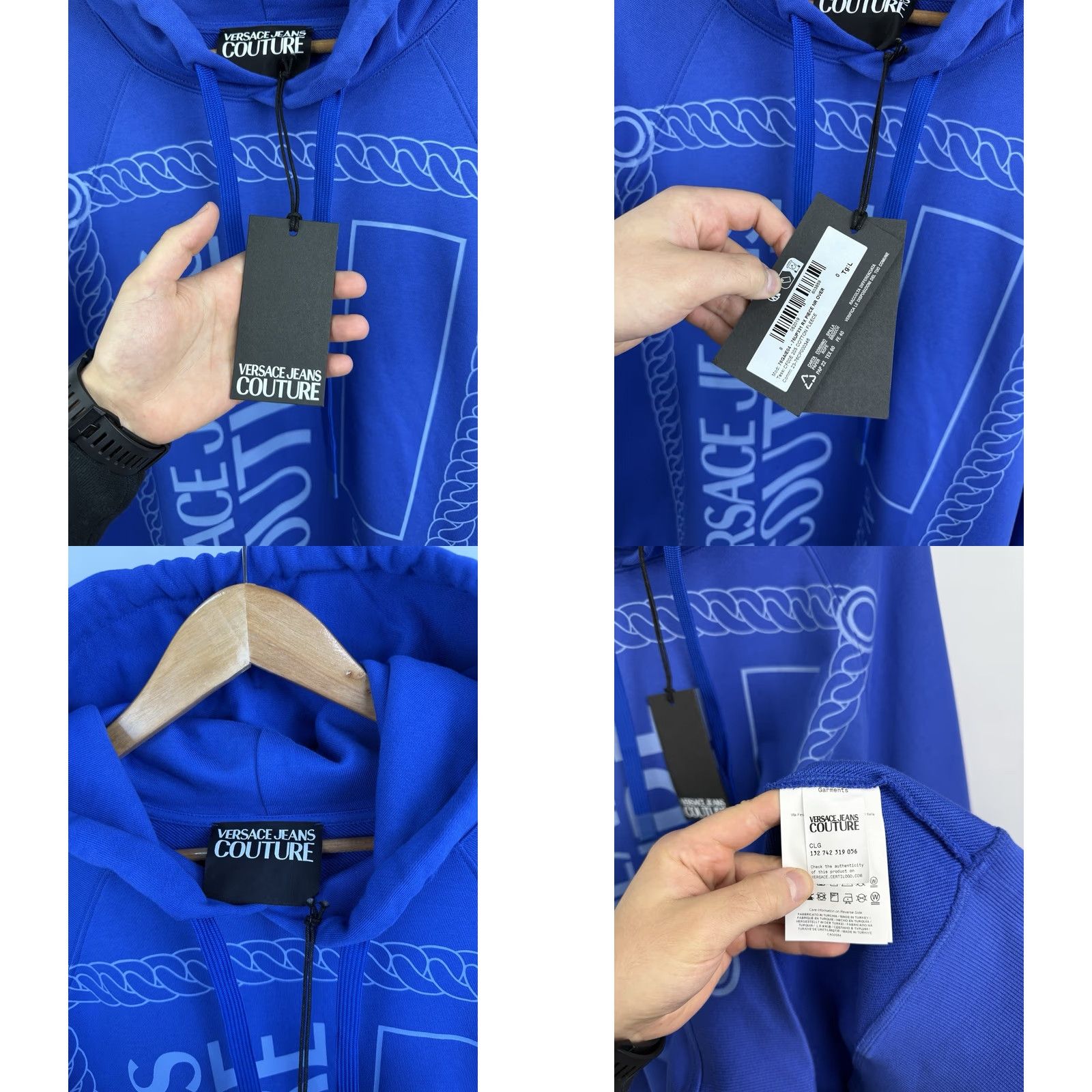 Versace Jeans Couture VERSACE JEANS COUTURE Hoodie L Blue NWT Mens Pullover Over Design Colorful Italy Size US L / EU 52-54 / 3 - 8 Thumbnail