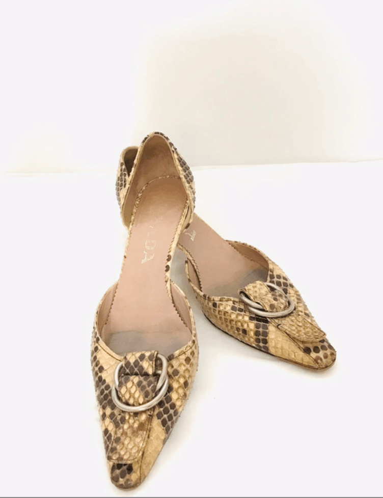 Miu Miu × Prada × Vintage Prada Shoes SS2000 Mules Heels Sandals Leather Kitten Size US 6 / IT 36 - 2 Thumbnail