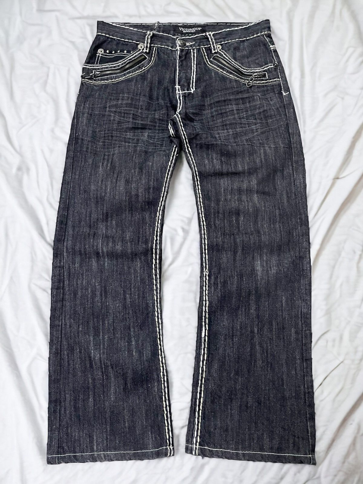 Designer × Japanese Brand Victorious Japan Heavy Thick Stitch Stud Large Poket Jeans Size US 34 / EU 50 - 2 Thumbnail