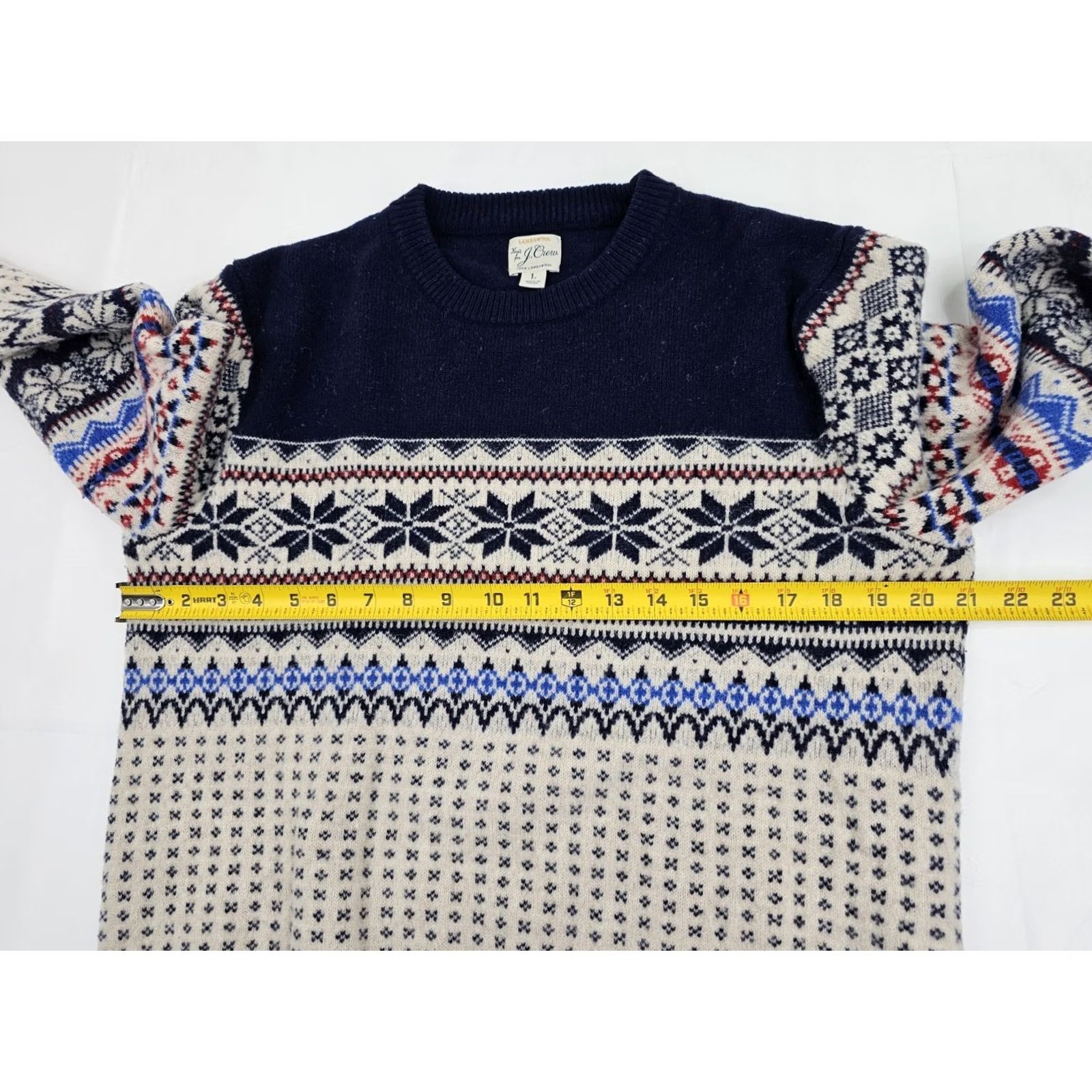 J.Crew J.CREW 100% Lambswool Knit Fair Isle Sweater Men M Crew Neck Multicolor Nordic Pattern Size US M / EU 48-50 / 2 - 7 Thumbnail