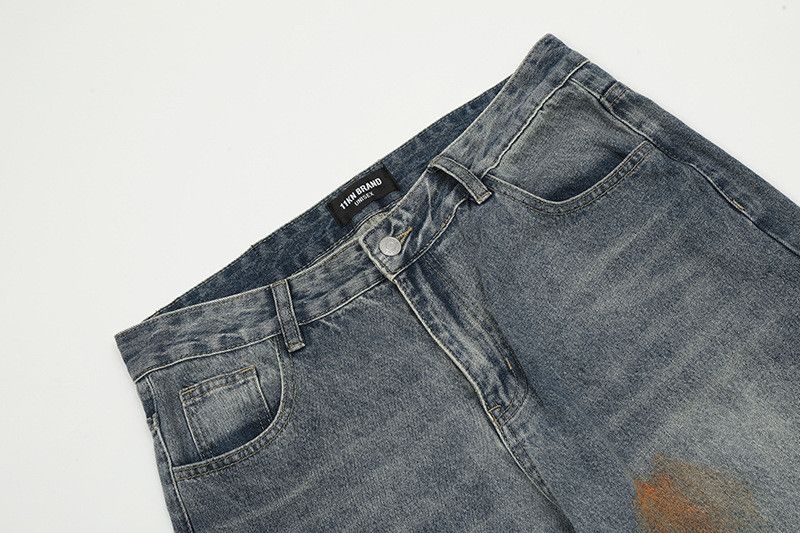 Vintage American retro street loose wide-leg painted jeans for men Size US 32 / EU 48 - 3 Thumbnail