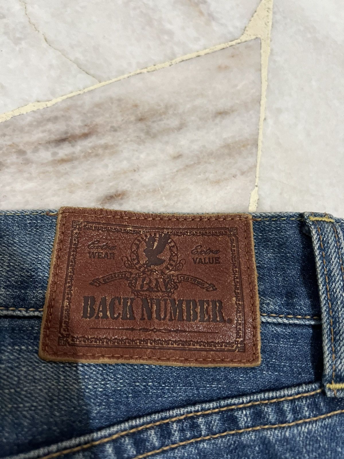 Japanese Brand 90’s BACK NUMBER 02 DISTRESSED PAINTER JEAN Size US 34 / EU 50 - 18 Thumbnail