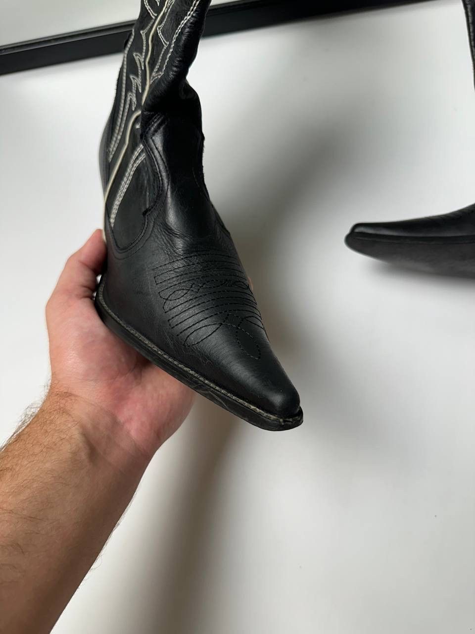 Cowboy Equipment 🔥90s Vintage Cowboy Leather High Shoes Western Vibe Size US 8 / IT 38 - 6 Thumbnail