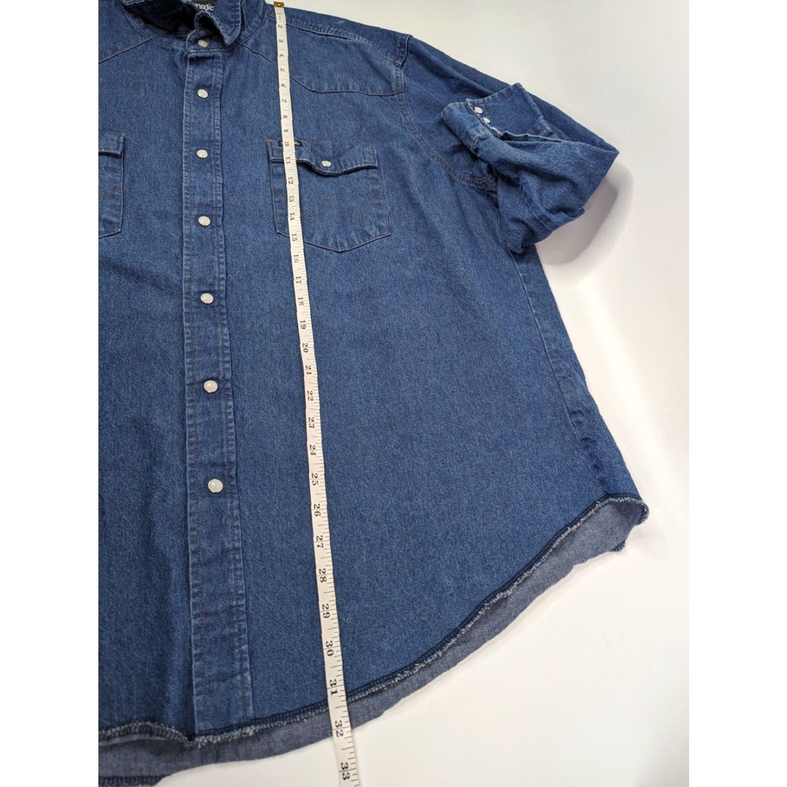 Wrangler Wrangler Blue Denim Pearl Snap L/S Western Shirt Men's 2XL Cowgirl Rodeo Size US XXL / EU 58 / 5 - 5 Thumbnail