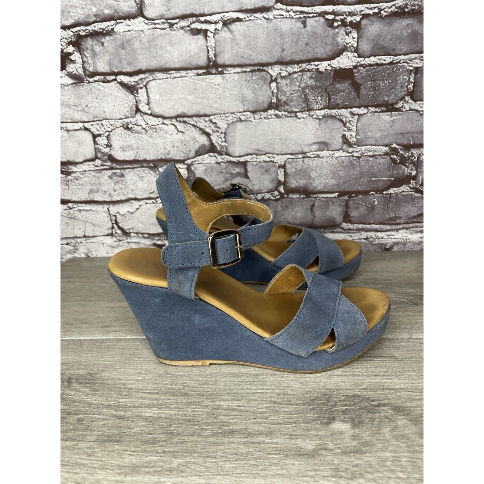 Billy Hill Garnet Hill Blue Suede Leather Wedge Ankle Strap Sandals Wom Size US 9 / IT 39 - 17 Thumbnail