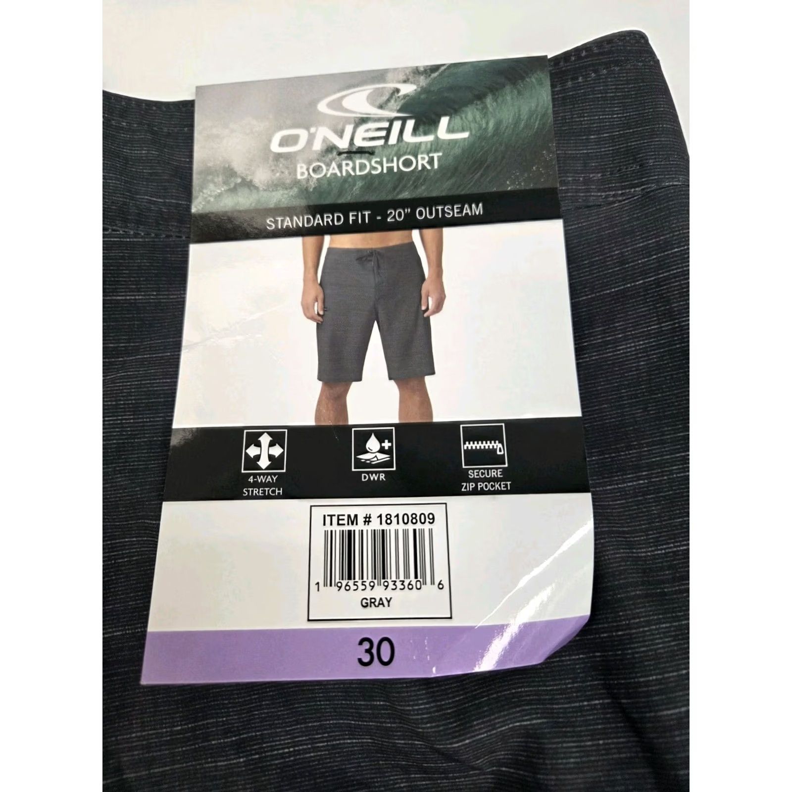 O'Neill NWT O'Neill Mens Grey Board Shorts Drawstring Side Pocket Zip 30/10 Regular Size US 30 / EU 46 - 5 Thumbnail