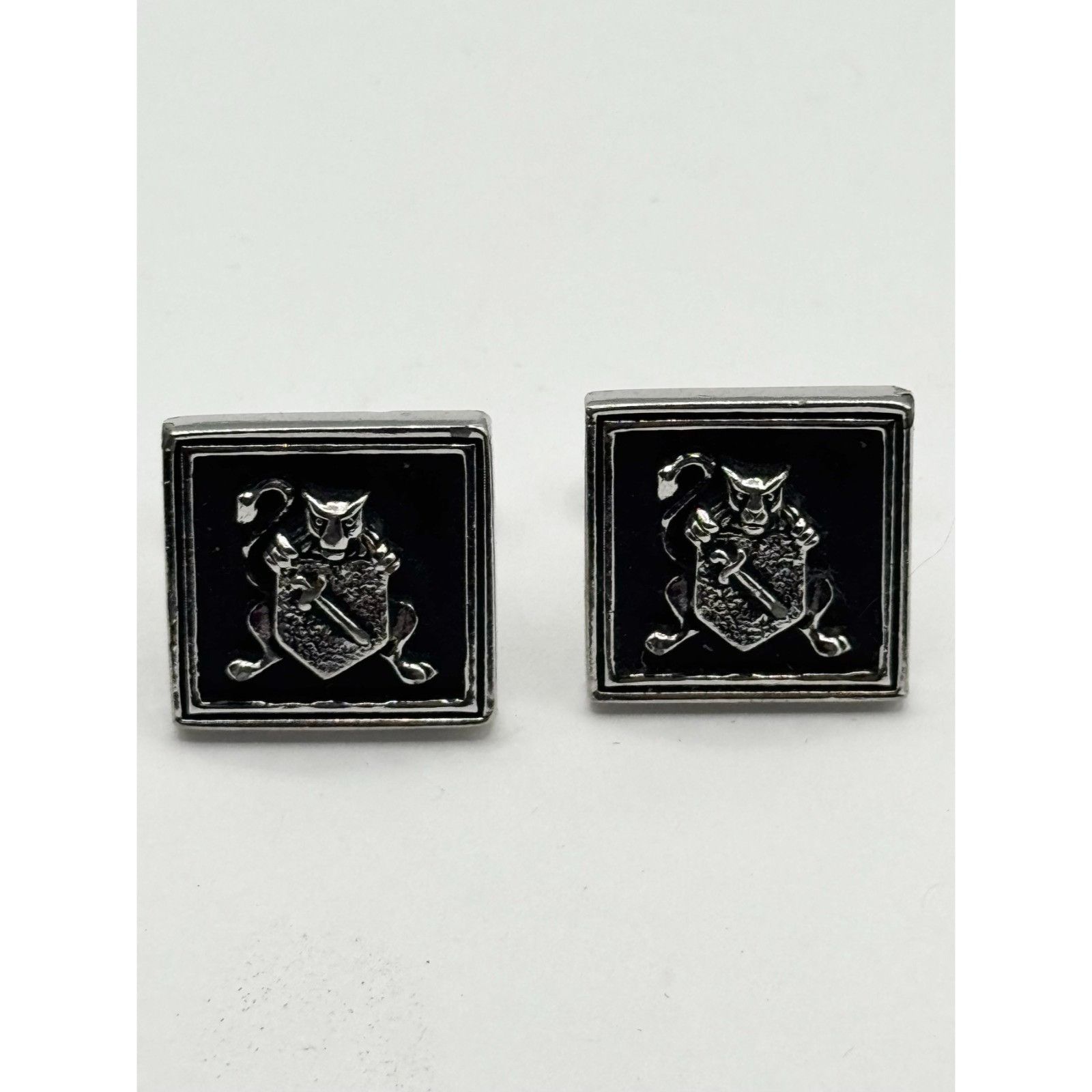 Other Vintage Swank Silver black lion shield cufflinks Size ONE SIZE - 2 Thumbnail