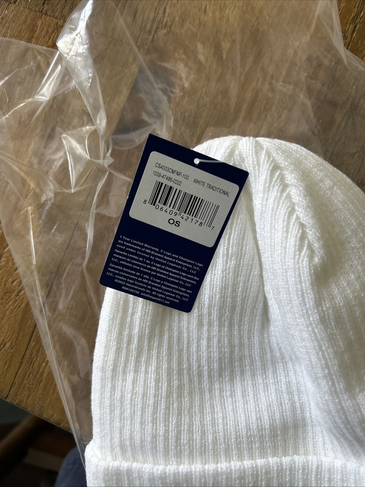 Champion Champion Ribbed Knit Cap One Size White Size ONE SIZE - 2 Thumbnail