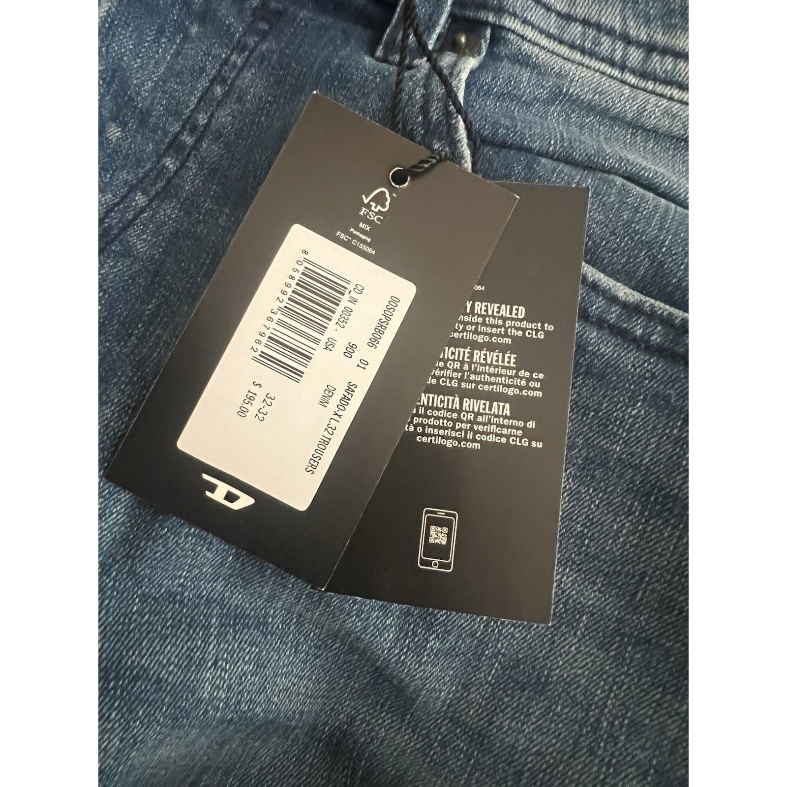 Diesel Diesel Mens Safado Straight Fit Jeans RB066 Blue Size 32/32 Size US 32 / EU 48 - 7 Thumbnail