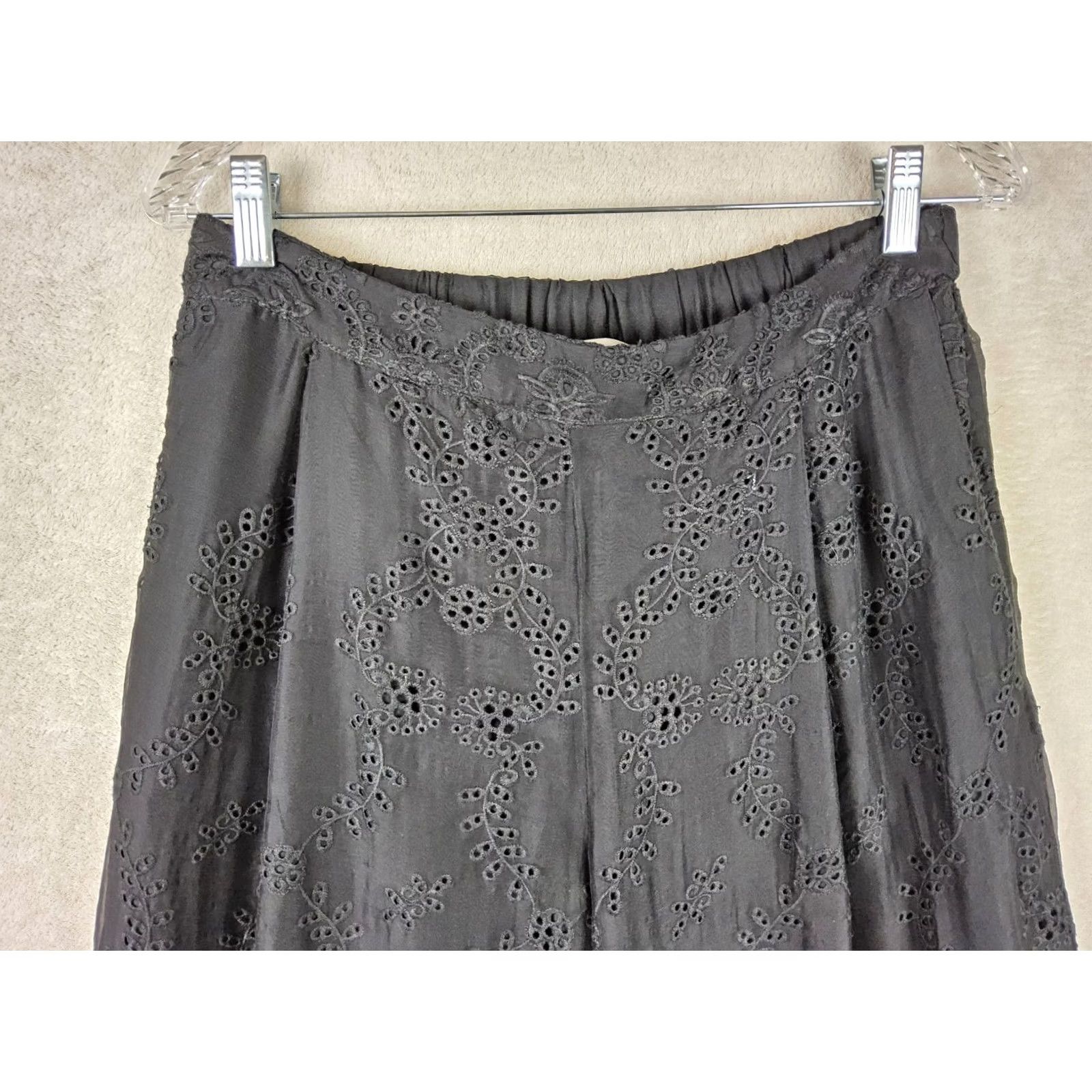 Zimmermann Zimmermann Women's Silk Pants Dress Pants Eyelet Wide-Leg Black Size 2 Size 26" / US 2 / IT 38 - 2 Thumbnail